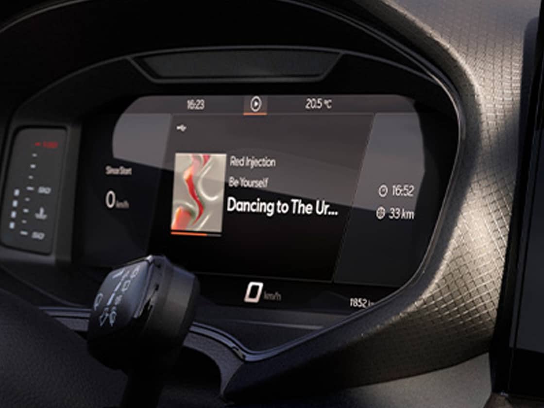 seat ibiza view of its dashboard to showcase its interior design, that includes the seat sound system, among other features 