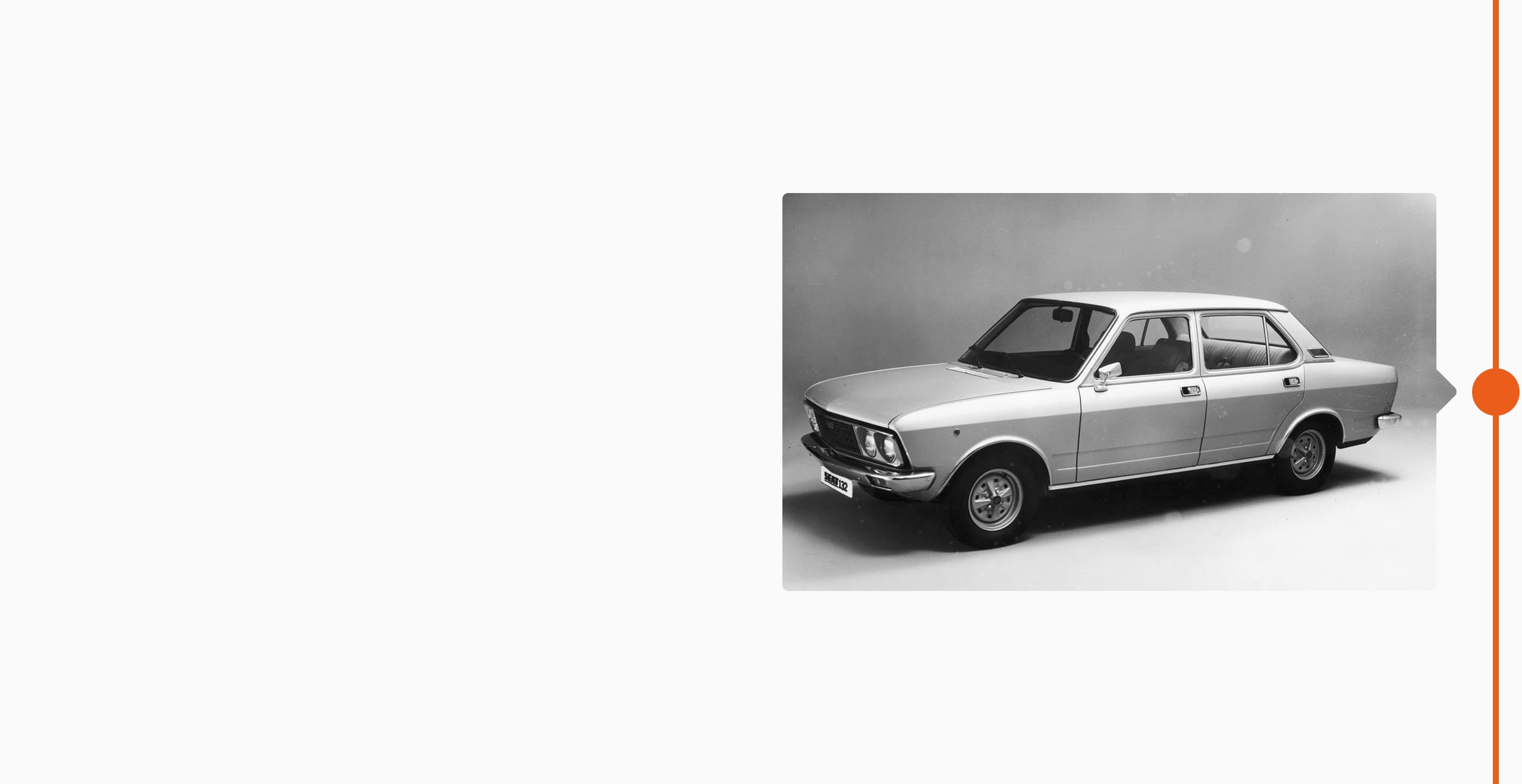 SEAT historia de la marca 1973 - historia del automóvil foto en blanco y negro sedán SEAT 132