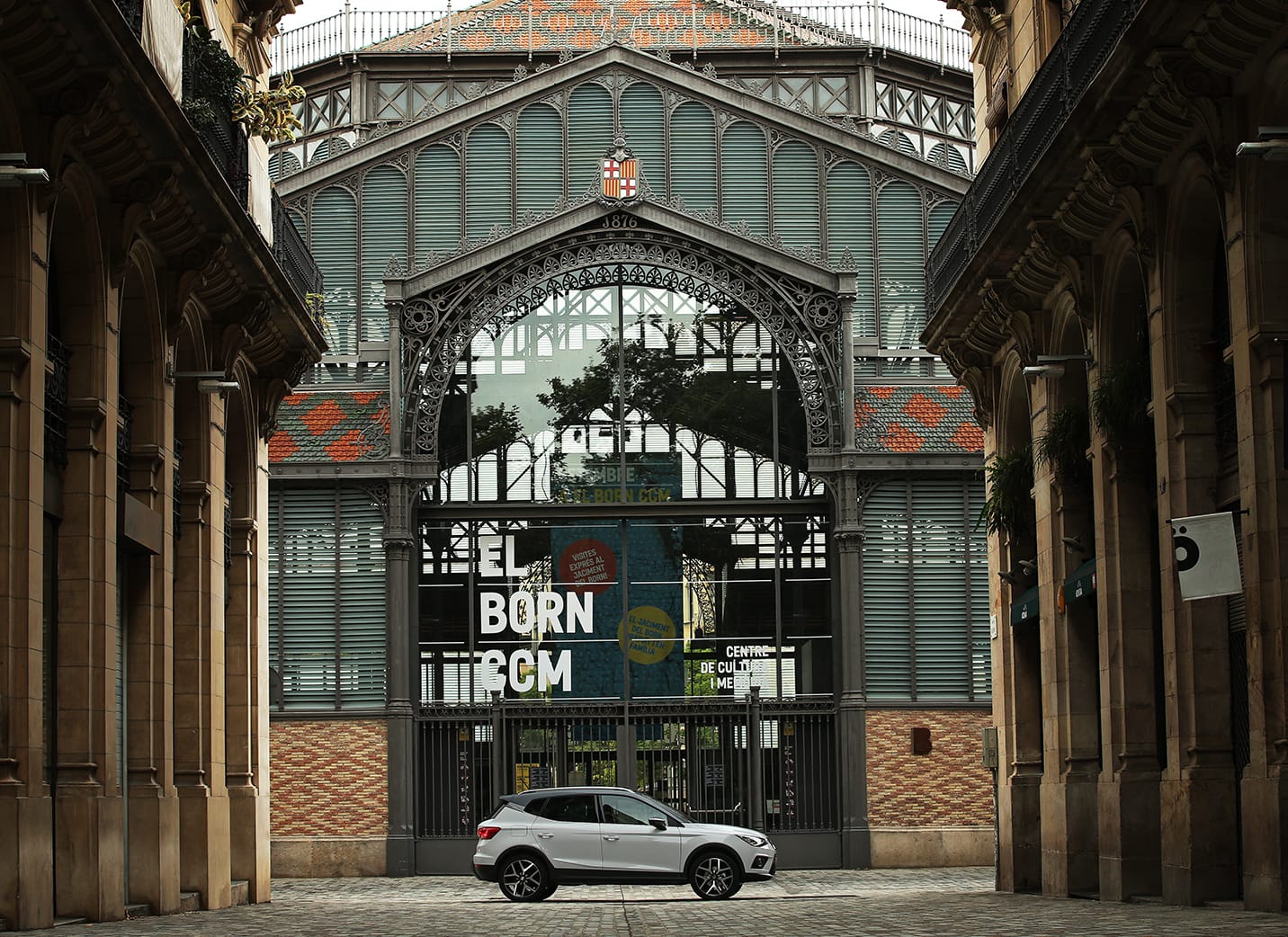 SEAT Arona crossover SUV pictured in front of El Born Centro Cultural in Barcelona city – SEAT Human Resources