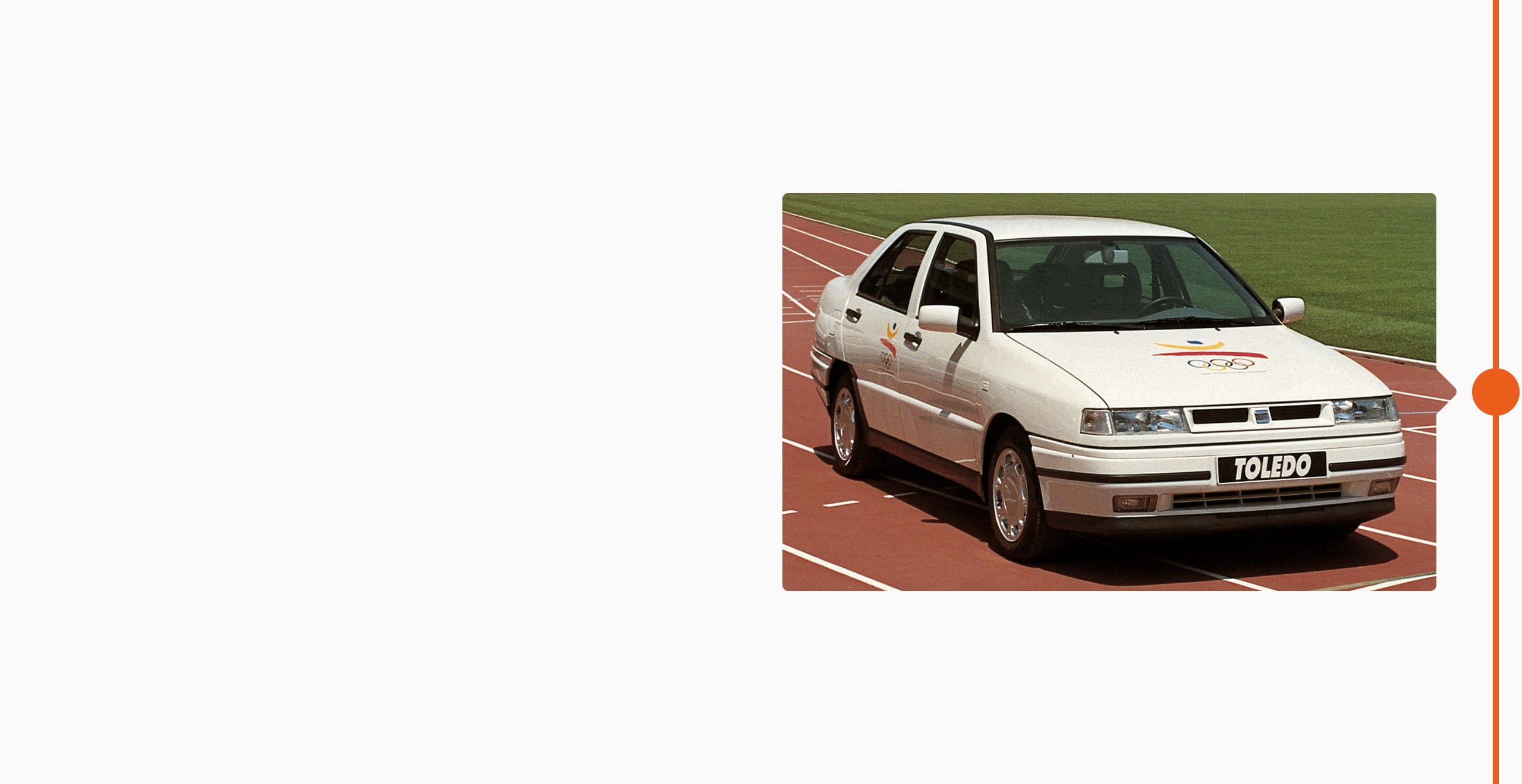 SEAT historia de la marca 1992 - parter de los Juegos Olímpicos de 1992 SEAT Toledo en la pista de atletismo
